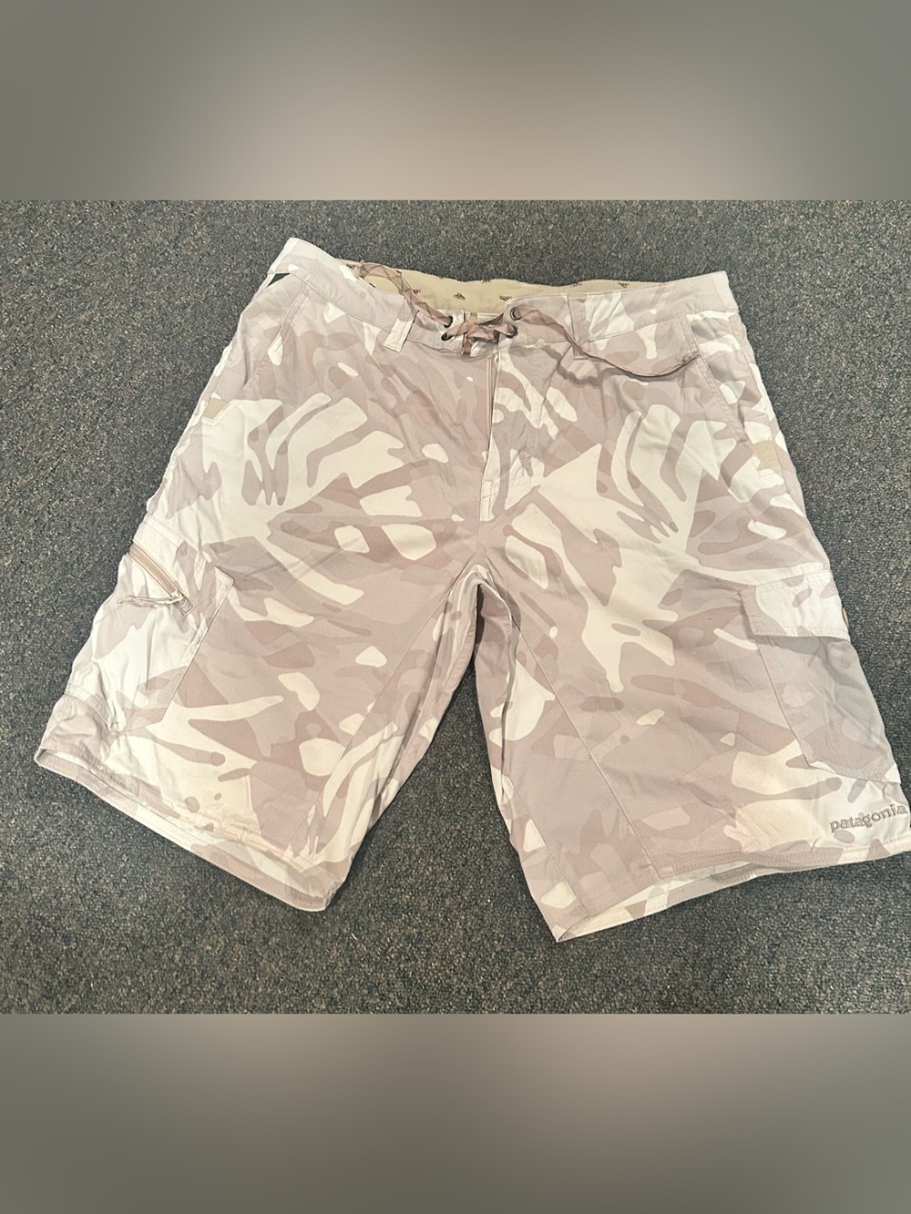 Patagonia Tan Camo Shorts/Swim Trunks